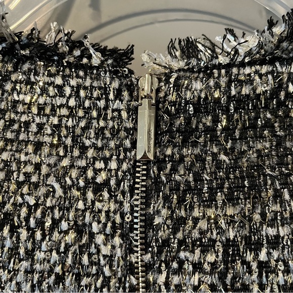 NWT Kate Spade Size 0 Party Tweed Dress Gray Gold Short Sleeves A-line $429 - Picture 4 of 7